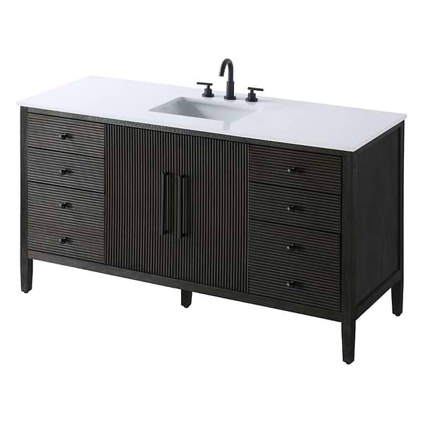 Juelle Chocolate Oak 60" Single Vanity with Cultured Marble Top