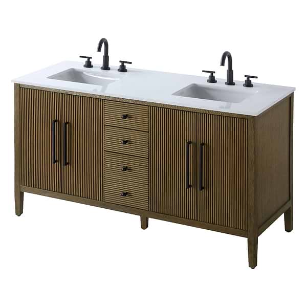 Juelle Hazel Oak 60" Double Vanity with Cultured Marble Top
