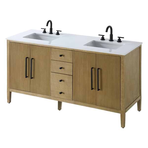Juelle Honey Oak 60" Double Vanity with Cultured Marble Top