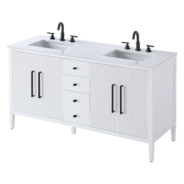 Juelle White 60" Double Vanity with Cultured Marble Top