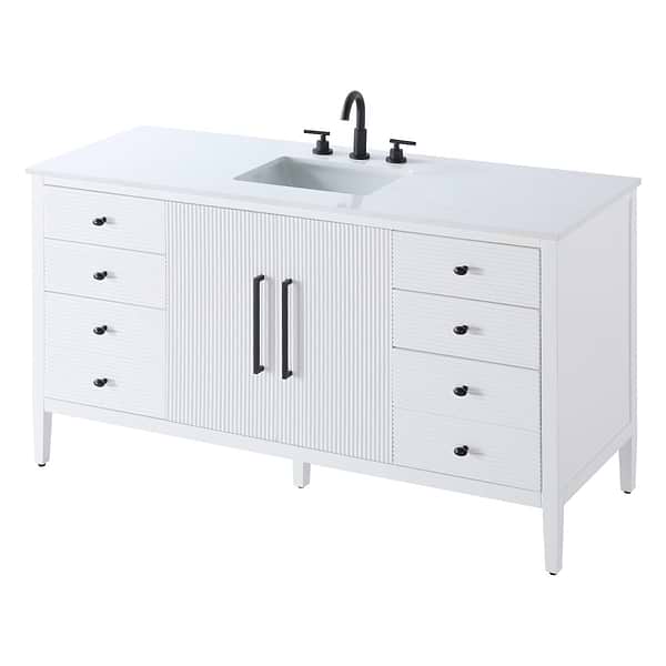 Juelle White 60" Single Vanity with Cultured Marble Top