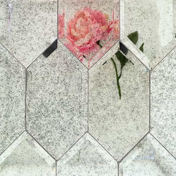 Beveled Paris Gray Hexagon Antique Mirror Tile