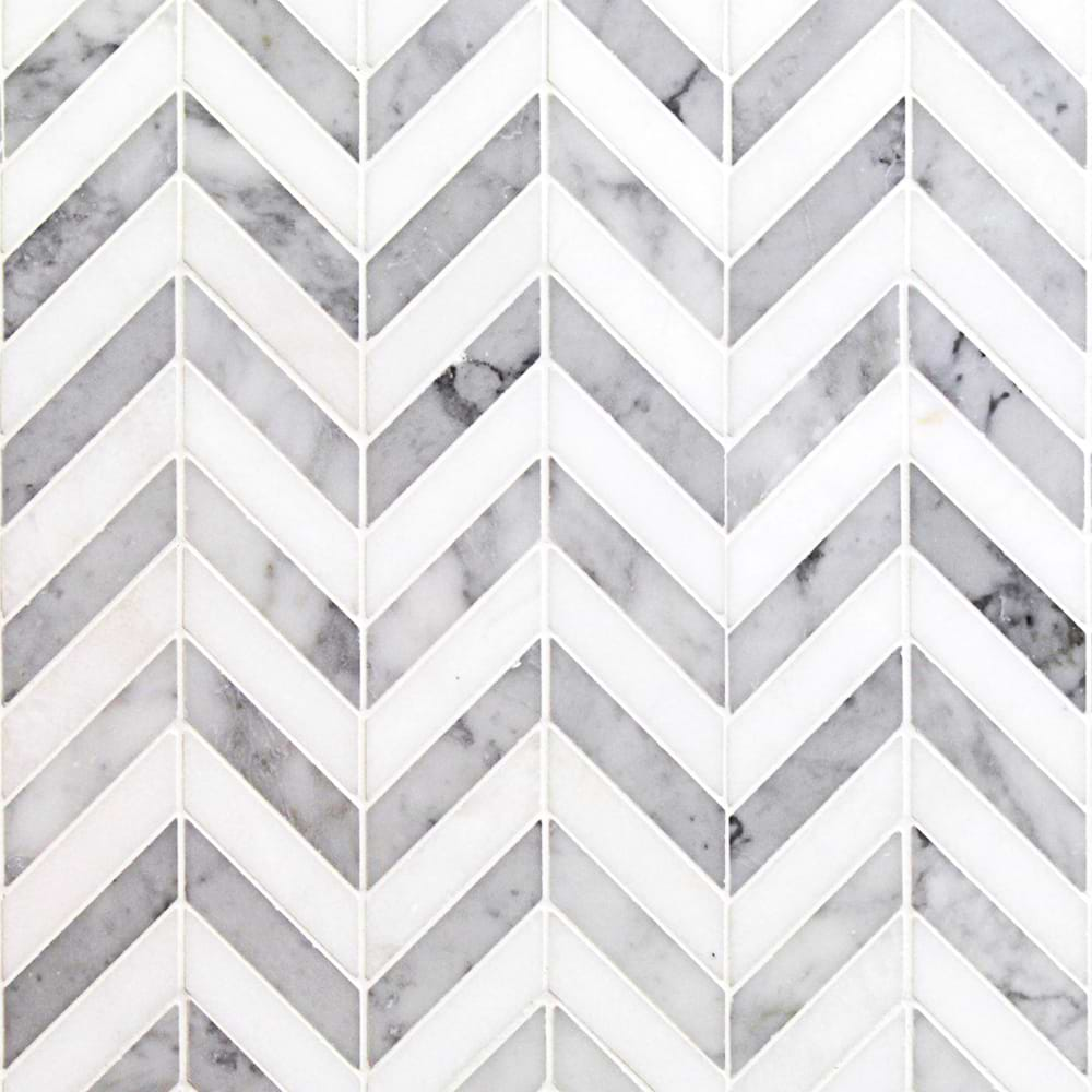 Talon Carrara & White Thassos 1x4 Marble Polished Mosaic Tile