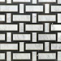 Esplanade Gray and Nero Marquina Polished Marble Mosaic Tile