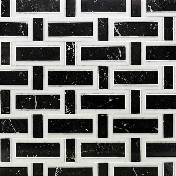 Esplanade Black Beauty Polished Marble Mosaic Tile
