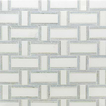 Esplanade Thassos and Blue Celeste Polished Marble Mosaic Tile
