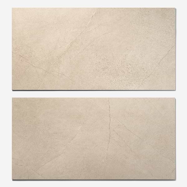 Theo Sand Beige 24x48 Marble Look Antique Satin Porcelain Tile