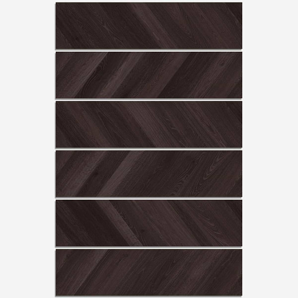 Aspen LVT Chevron Grove 12x48 Luxury Vinyl Plank in Black, View 9, open zoomed image