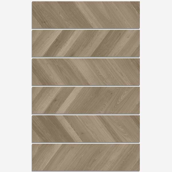 Aspen LVT Chevron Smoky 12x48 Luxury Vinyl Plank in Gray, View 9, open zoomed image