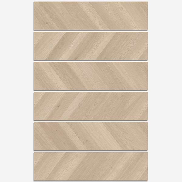 Aspen LVT Chevron Whisper 12x48 Luxury Vinyl Plank in Beige & Cream, View 9, open zoomed image