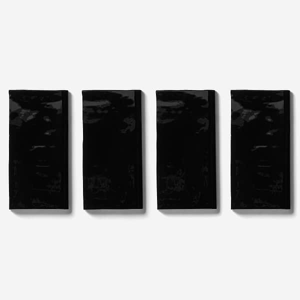 Lancaster Noir Black 3x6 Ceramic Bullnose
