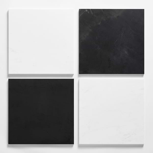 Alterno Black Silk and Bianco Carrara White 12x12 Honed Marble Checkerboard Tile