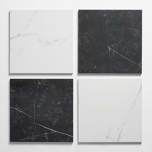Fortunato Calacatta White and Nero Marquina Black 12x12 Polished Porcelain Checkerboard Tile