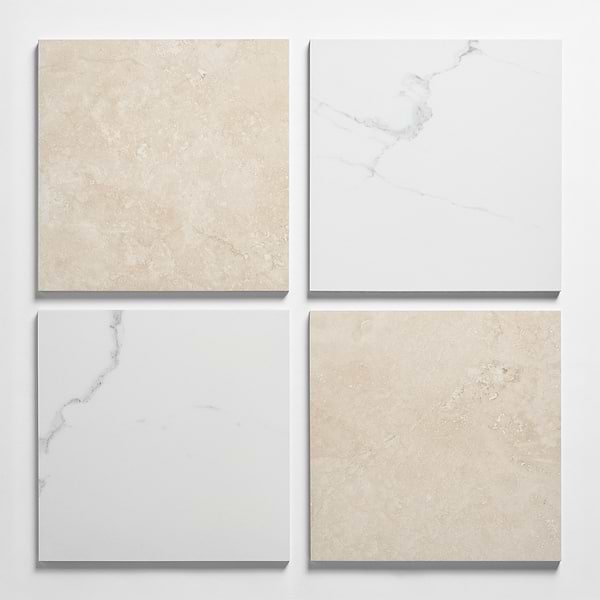 Fortunato Calacatta White and Marfil Beige 12x12 Matte Porcelain Checkerboard Tile