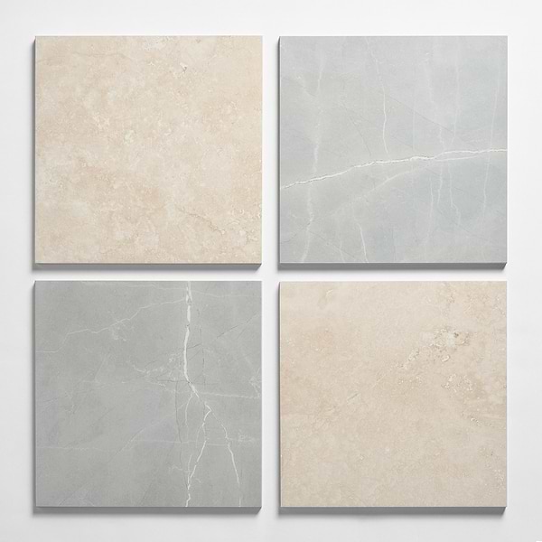 Fortunato Marfil Beige and Amani Gray 12x12 Matte Porcelain Checkerboard Tile