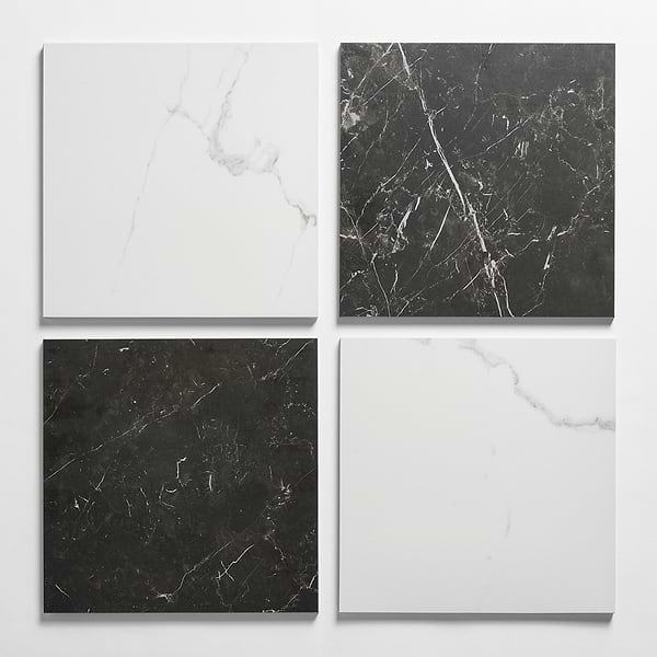 Fortunato Calacatta White and Nero Marquina Black 12x12 Matte Porcelain Checkerboard Tile