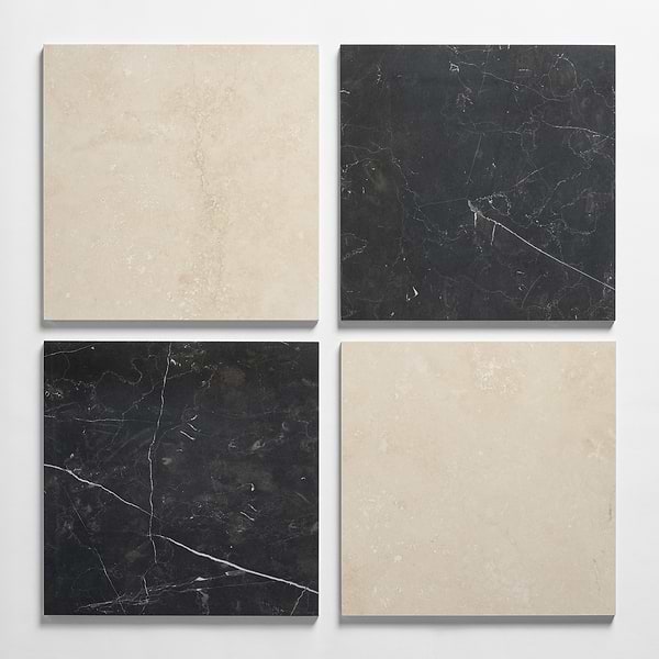 Fortunato Marfil Beige and Nero Marquina Black 12x12 Polished Porcelain Checkerboard Tile