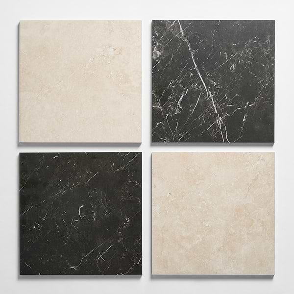 Fortunato Marfil Beige and Nero Marquina 12x12 Matte Porcelain Checkerboard Tile