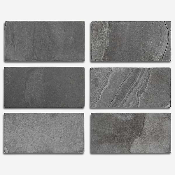 India Black 3x6 Tumbled Slate Tile