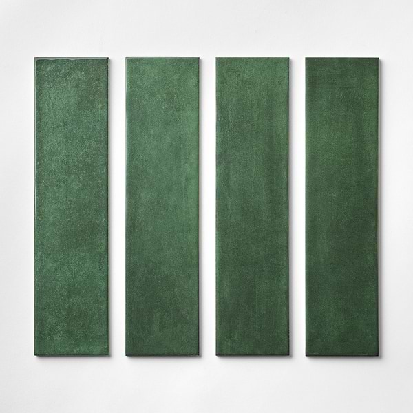Aquarella Leaf Green 4x16 Glossy Ceramic Tile