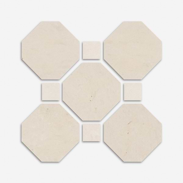 Alaris Crema Ella 12" Octagon with Crema Ella Dot Honed Marble Tile