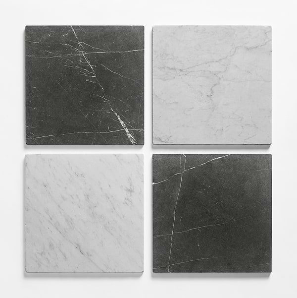 Avanti Nero Marquina Black and Bianco Carrara White 12x12 Tumbled Marble Checkerboard Tile