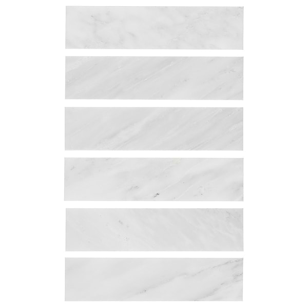 Brushed Stone Asian Statuary White 2x8 Brushed Marble Subway Tile