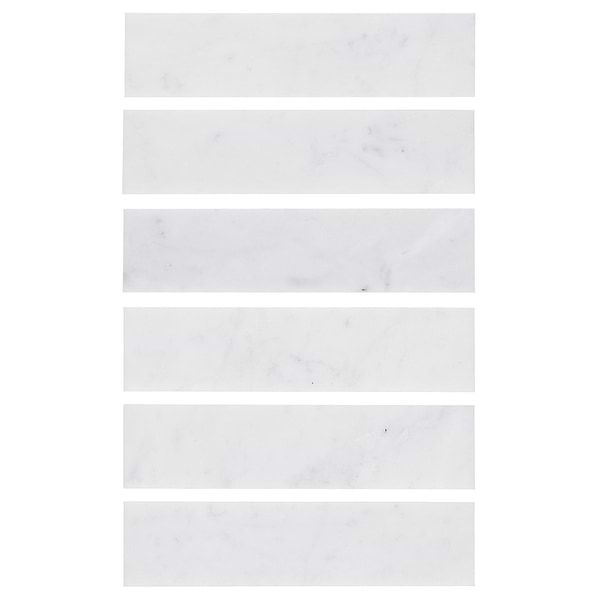 Brushed Stone Carrara White 2x8 Brushed Marble Subway Tile
