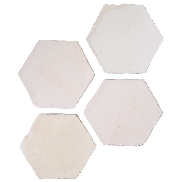 Terra Villa White 4" Hex Matte Presealed Genuine Terracotta Tile