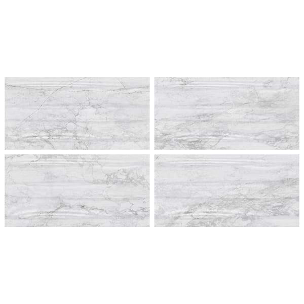 Autograph Vibe Caldia Oro White 24x48 3D Textured Marble Look Matte Porcelain Tile