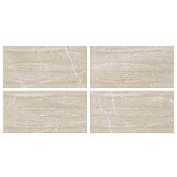 Autograph Vibe Crema Beige 24x48 3D Textured Marble Look Matte Porcelain Tile