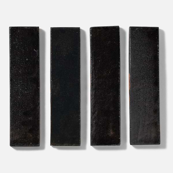 Emery Multi Black 2x8 Handmade Crackled Mixed Finish Terracotta Tile