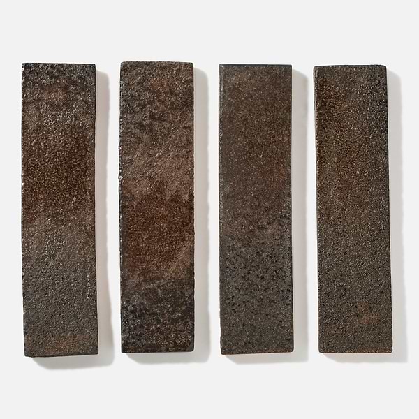 Emery Coffee Brown 2x8 Handmade Crackled Glossy Terracotta Tile
