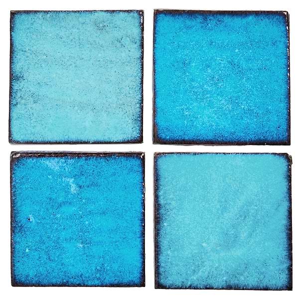 Emery Blue 4x4 Square Handmade Crackled Glossy Terracotta Tile