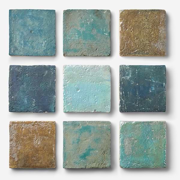 Opera Terracotta by Paula Purroy Lagoon 6x6 Square Matte and Iridescent Terracotta Tile