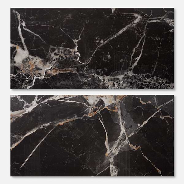 Marfino Black Gold 24x48 Marble Look Polished Porcelain Tile