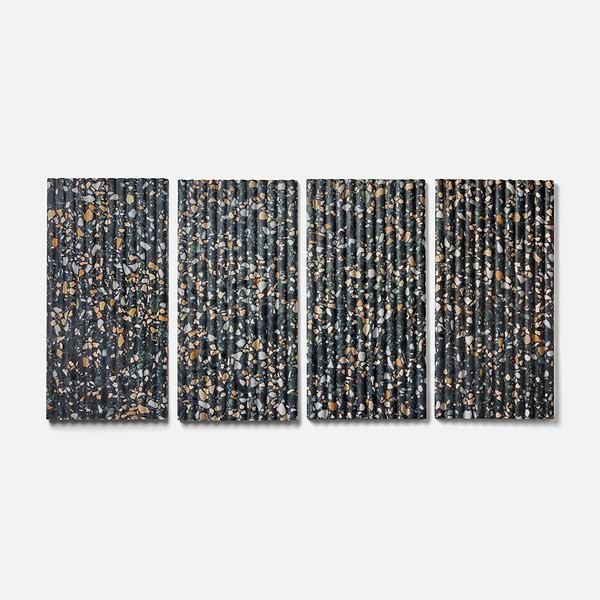 Terrazzo Italy Fluted Cava Notte Black Honed Terrazzo Tile