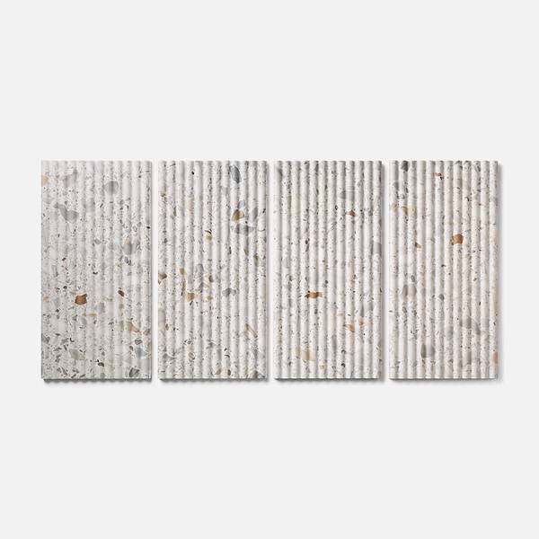 Terrazzo Italy Fluted Sacra Calacatta White 12x24 Honed Terrazzo Tile
