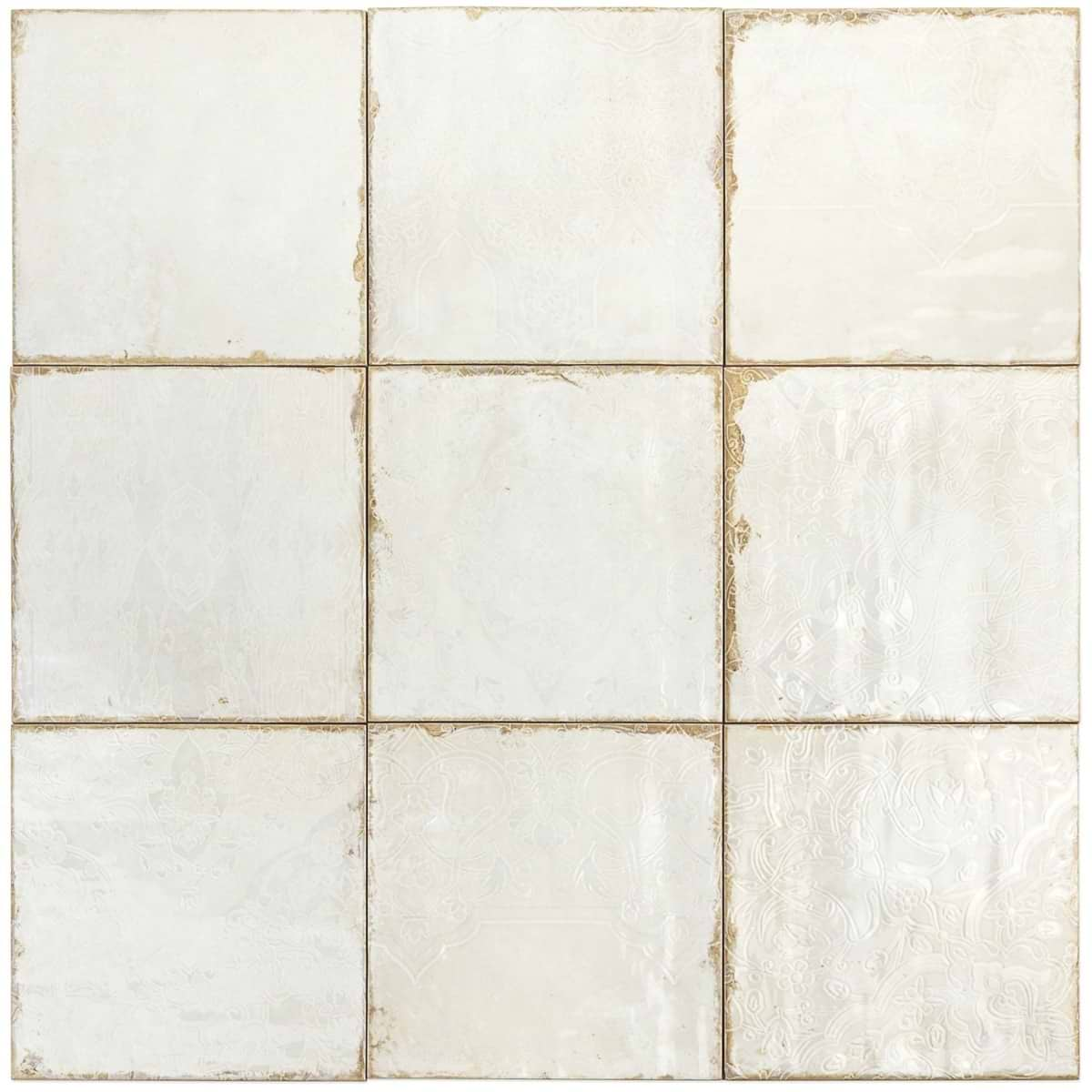 Angela Harris Dunmore Tirreno Decor 8x8 Polished Ceramic Wall Tile- White and Beige