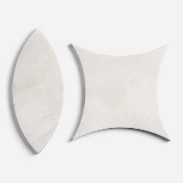 Raval White 3x8 Petal and 6x6 Kite Matte Porcelain Tile