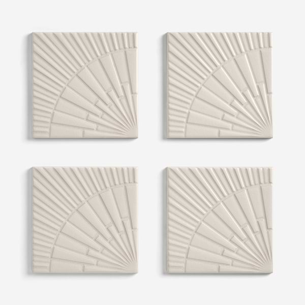 Stacy Garcia Radius Ivory White 6x6 3D Crackled Glossy Ceramic Tile