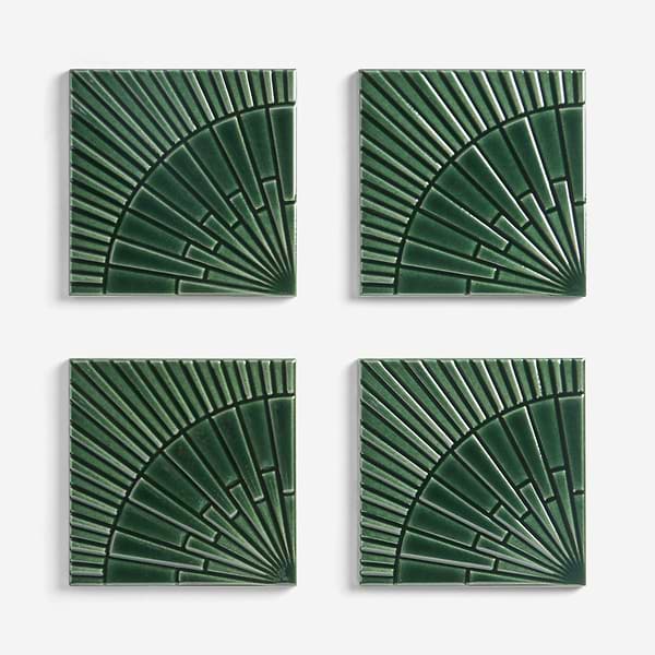Stacy Garcia Radius Forest Green 6x6 3D Crackled Glossy Ceramic Tile