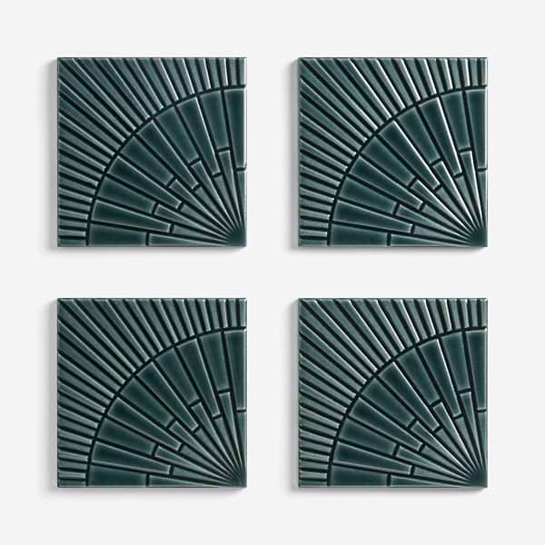 Stacy Garcia Radius Harbor Blue 6x6 3D Crackled Glossy Ceramic Tile