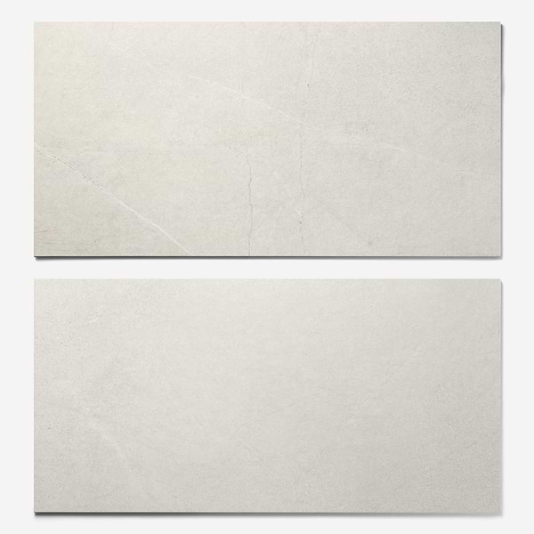 Theo Blanco White 24x48 Marble Look Antique Satin Porcelain Tile