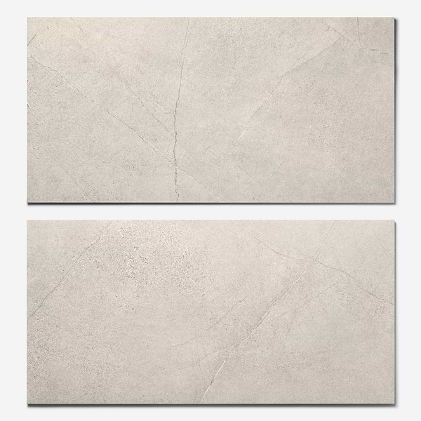 Theo Silver Gray 24x48 Marble Look Antique Satin Porcelain Tile