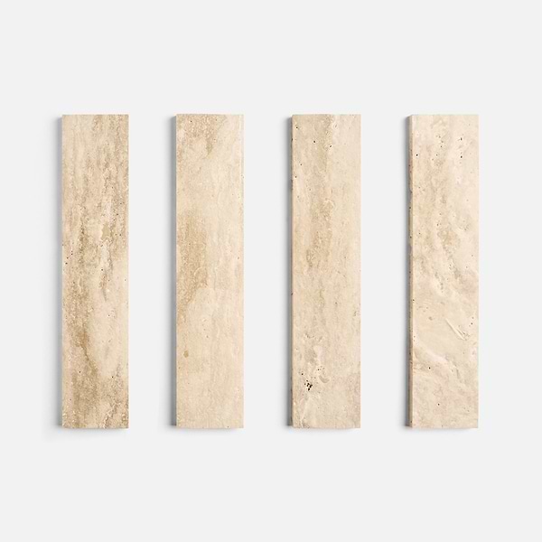 Ivory Travertine Premium 2.5x12 Filled Brushed Vein Cut Tile