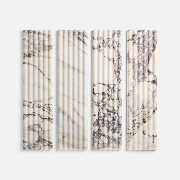 Calacatta Viola Premium Fluted 6x24 3D Honed Marble Tile