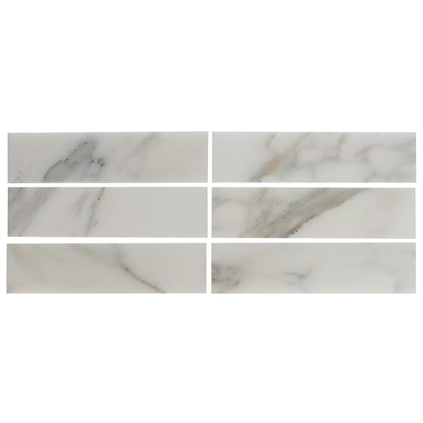 Calacatta White Gold 2x8 Honed Marble Subway Tile