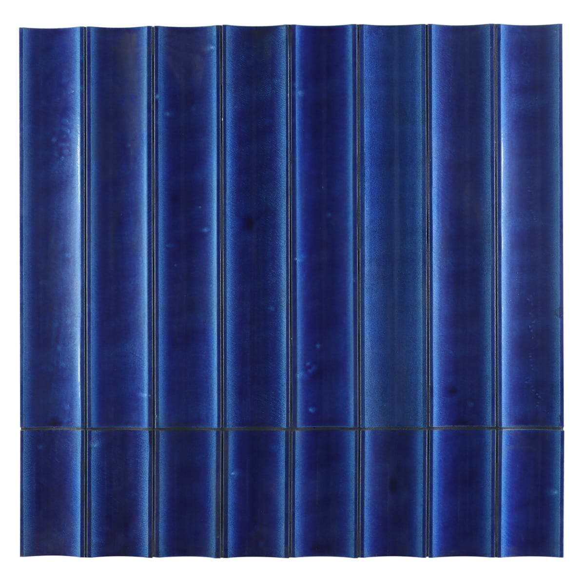 LavaArt 3D Fluted Adriatic Blue  6x36 Glossy Lava Stone Bar Tile