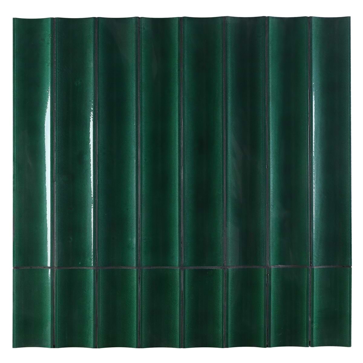 LavaArt 3D Fluted Aegean Green 6x36 Glossy Lava Stone Bar Tile